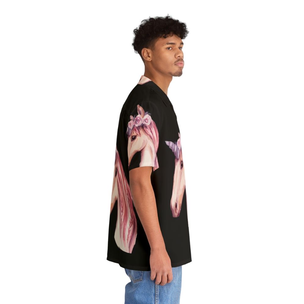 Watercolor pink unicorn Hawaiian shirt - People Pight