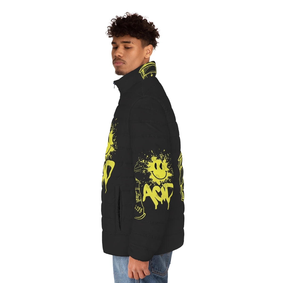 Retro 1980s acid house-inspired puffer jacket - men side left