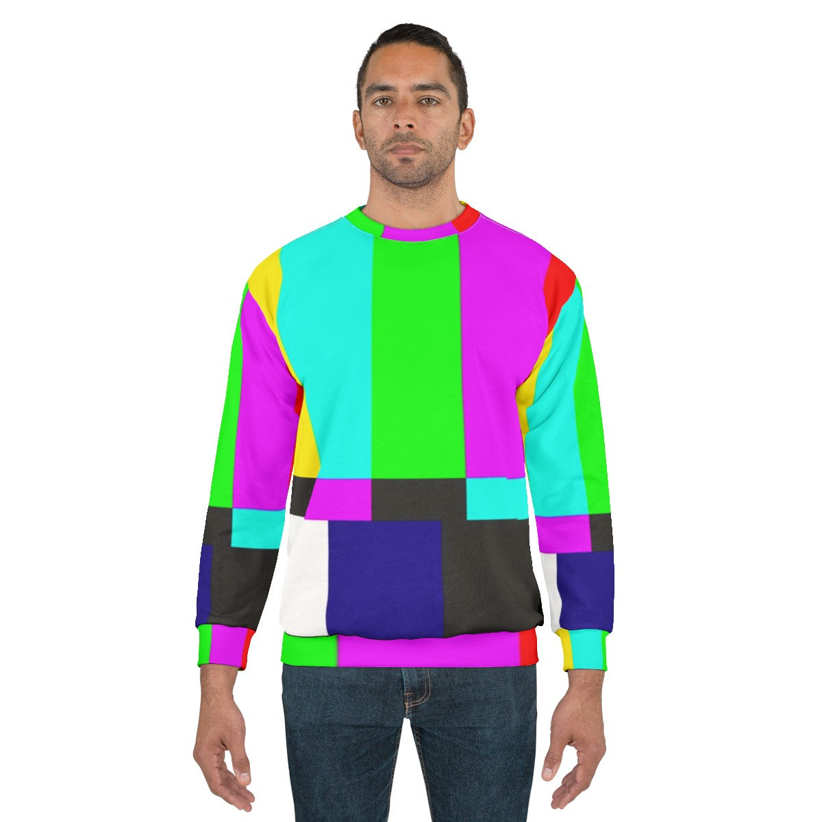 SMPTE Color Bars Sweatshirt with Colorful Stripes - men