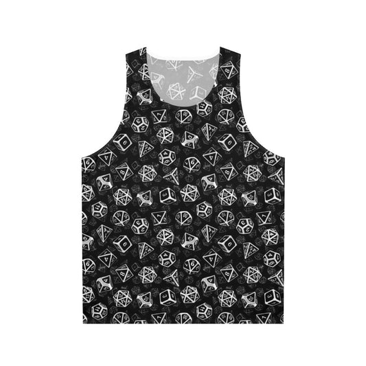 D20 dice set pattern white unisex tank top