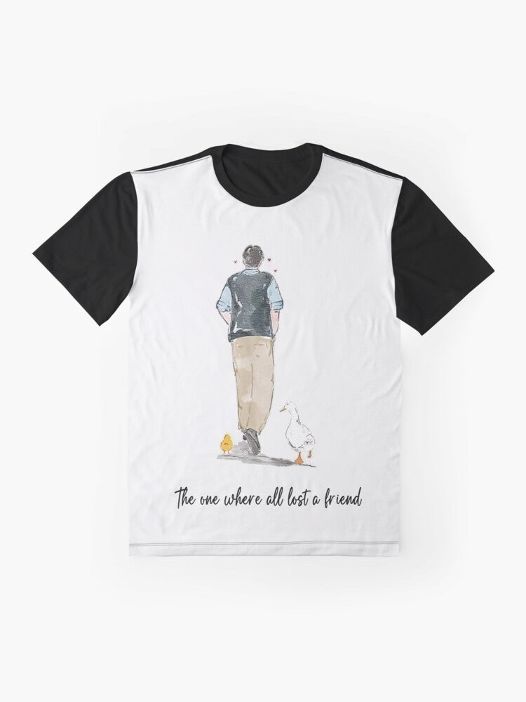 Graphic t-shirt featuring Chandler Bing from the TV show Friends, played by actor Matthew Perry - Flat lay