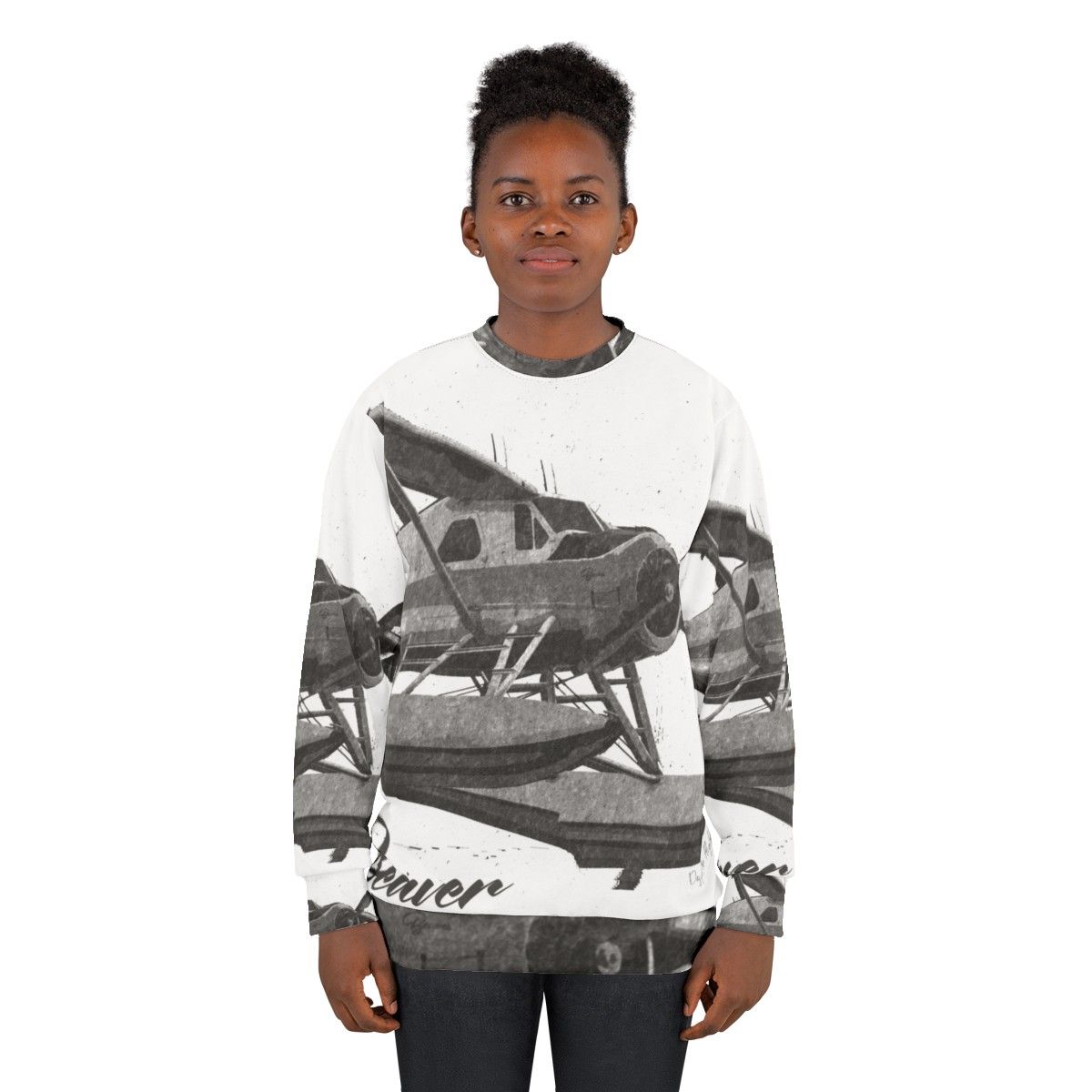 Dehavilland DHC 2 Beaver Floatplane Sketch Sweatshirt - women