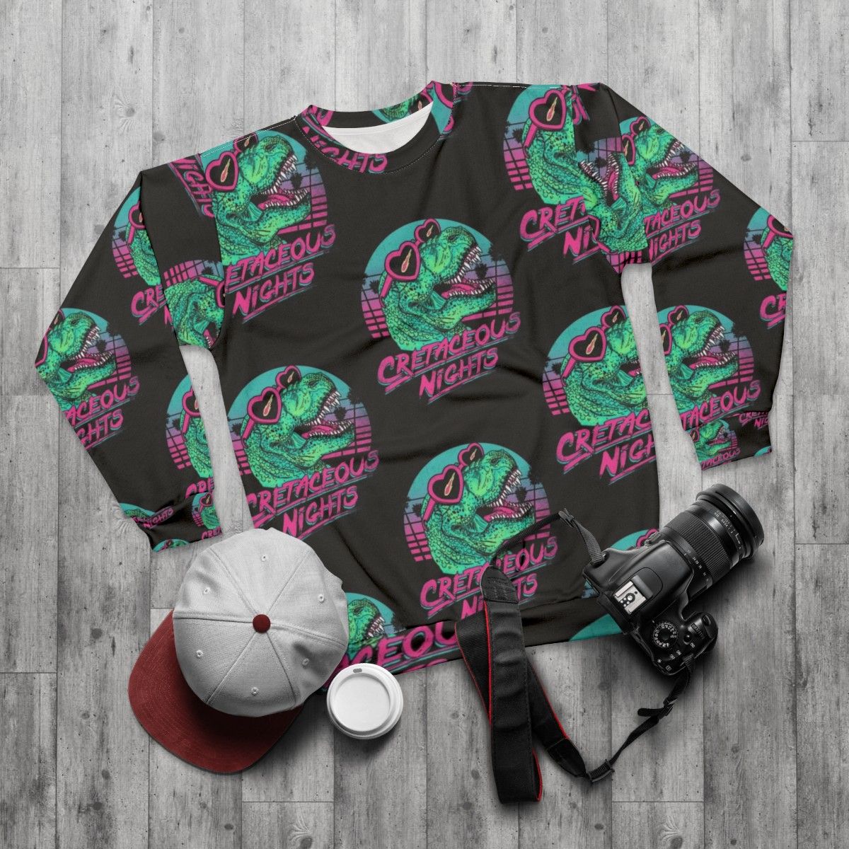 Cretaceous Nights Tyrannosaurus Rex Sweatshirt - flat lay