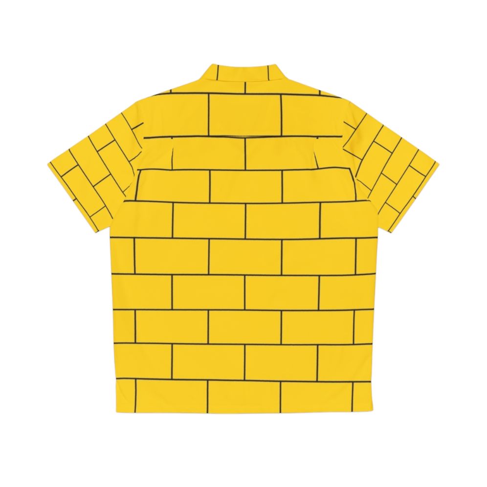 Yellow Hawaiian shirt with brick pattern design - Back