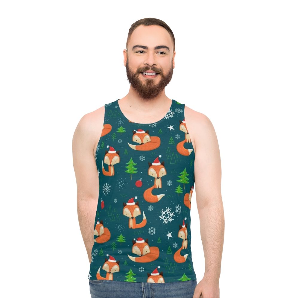 Cozy Winter Fox Christmas Holiday Unisex Tank Top - men