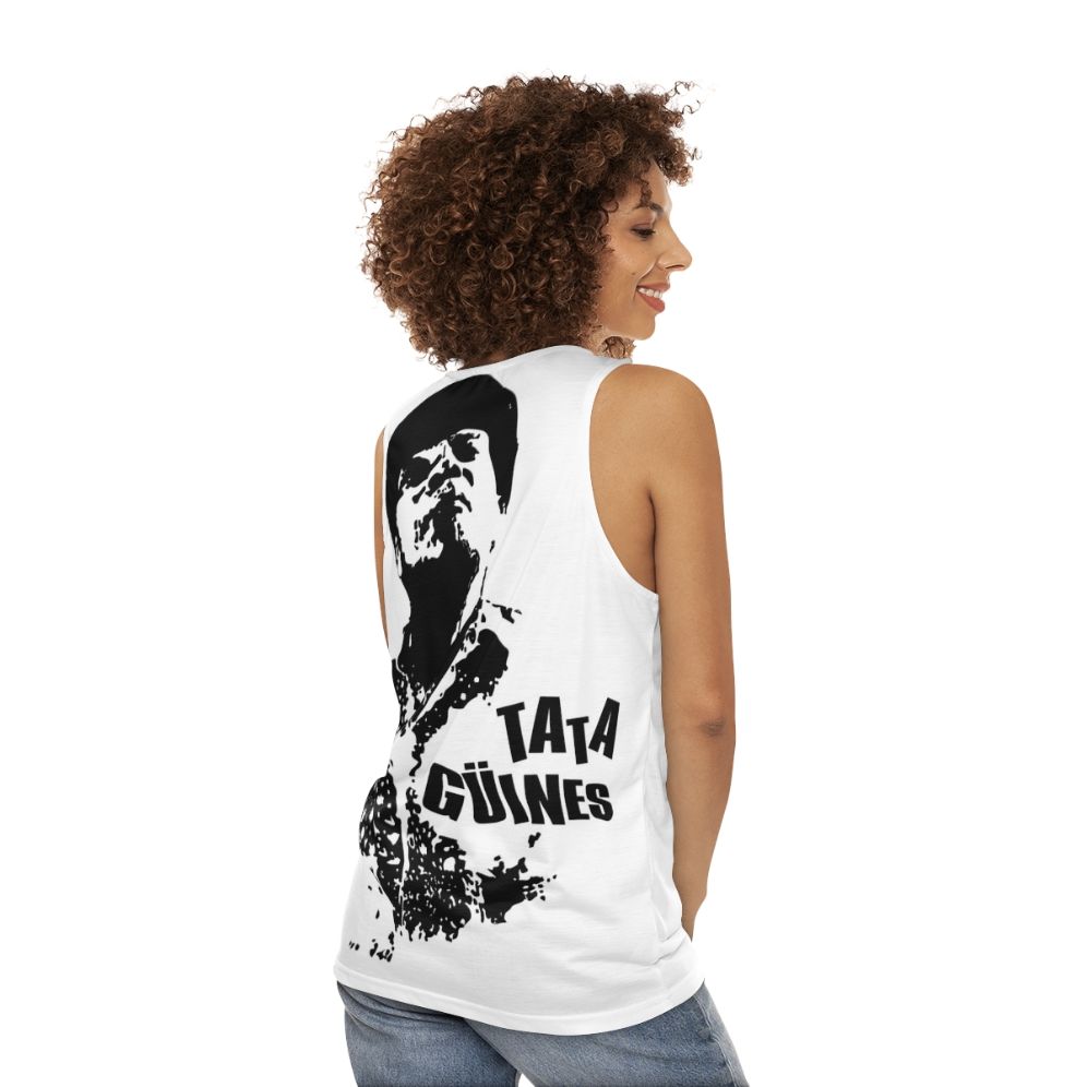 Tata Guines Unisex Tank Top with Latin Music and Percussion Design - women back