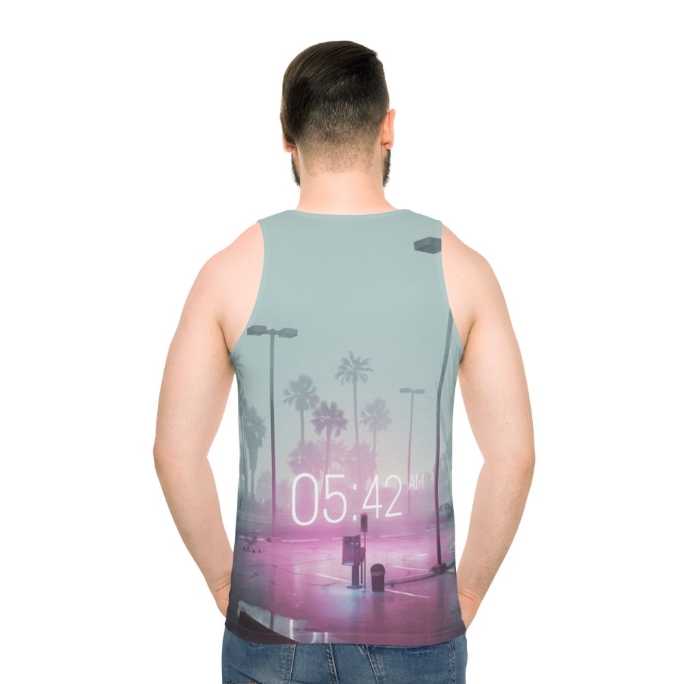 Retro 80s vaporwave synthwave neon tank top - men back