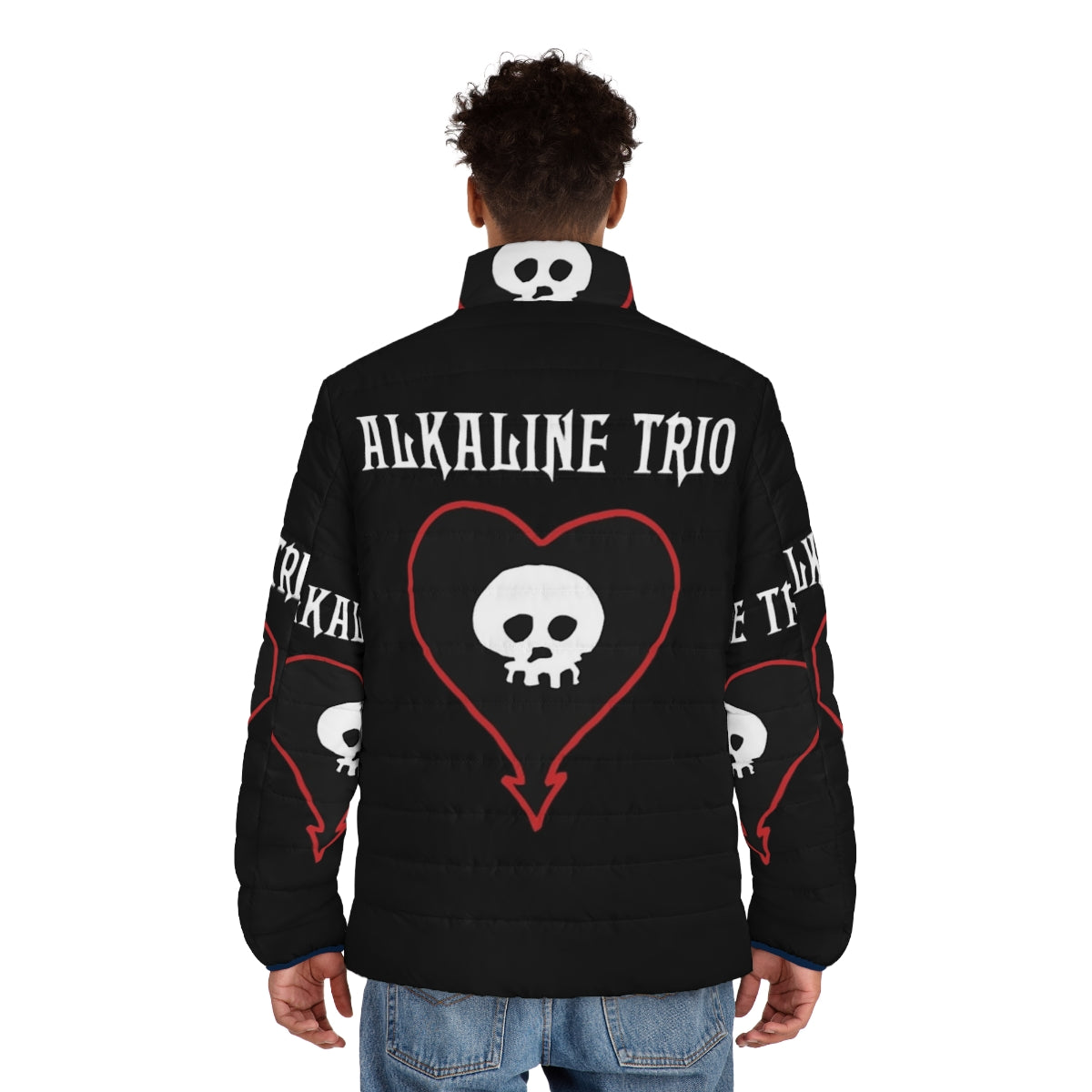 Alkaline Trio music band logo classic puffer jacket - men back