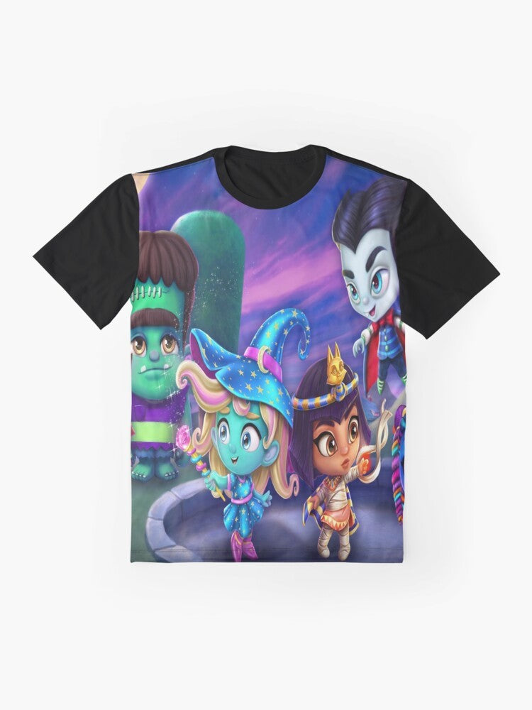 Super Monsters graphic design on a t-shirt for kids - Flat lay