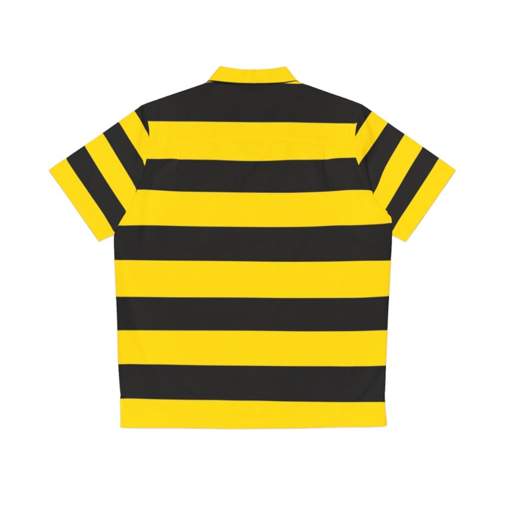 Wide horizontal striped yellow and black Hawaiian shirt - Back