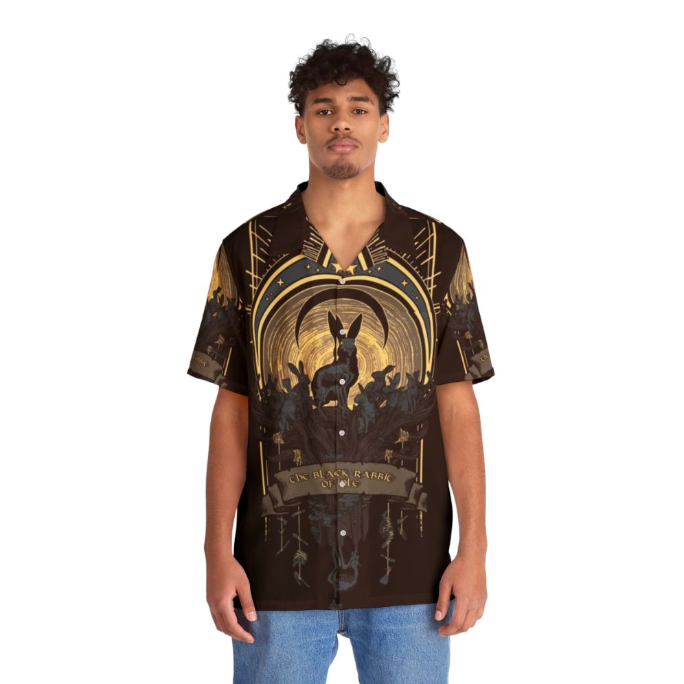 Haunting Black Rabbit of Inle Hawaiian Shirt - People Front