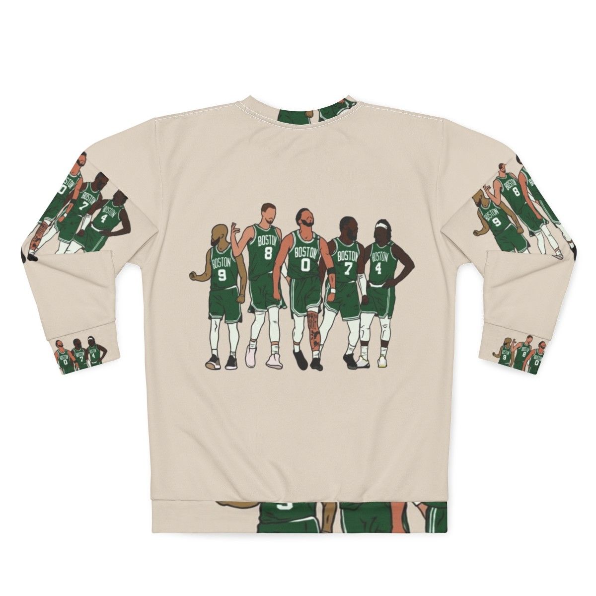 Boston Celtics Big 4 Sweatshirt featuring Kristaps Porzingis, Jrue Holiday, Jayson Tatum, and Jaylen Brown - Back