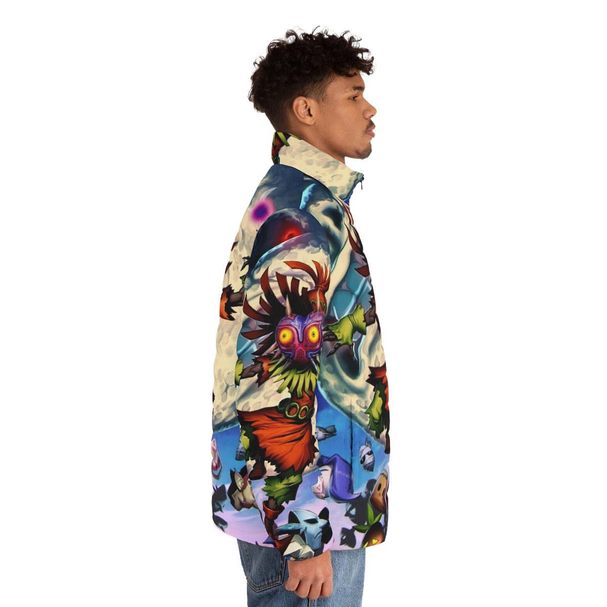 Majora's Mask puffer jacket featuring iconic video game design - men side right