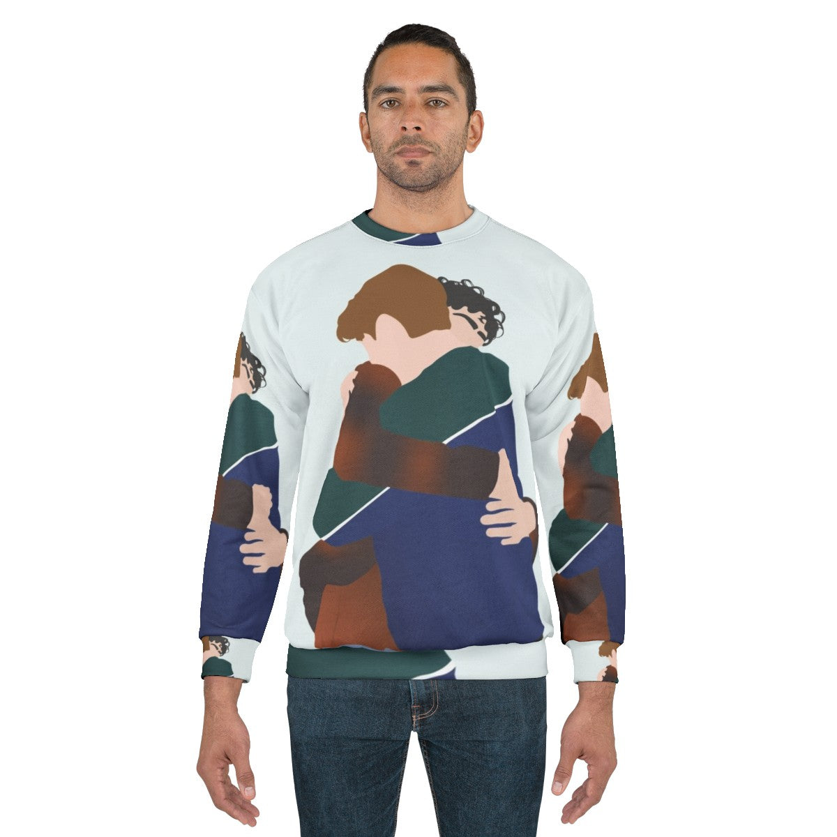 Heartstopper inspired sweatshirt featuring characters Nick Nelson and Charlie Spring hugging - men