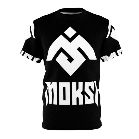 Moksi logo printed on a high-quality AOP t-shirt