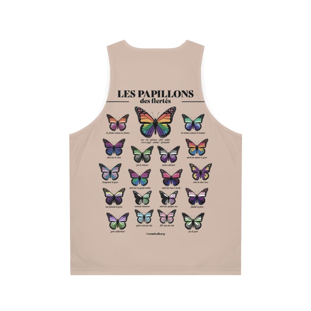 Unisex tank top with a butterfly design for LGBTQ+ pride - Back