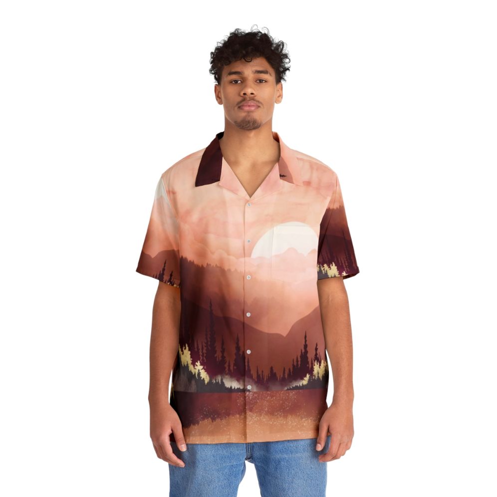 Autumn Reflection Hawaiian Shirt featuring nature inspired landscape design - People Front