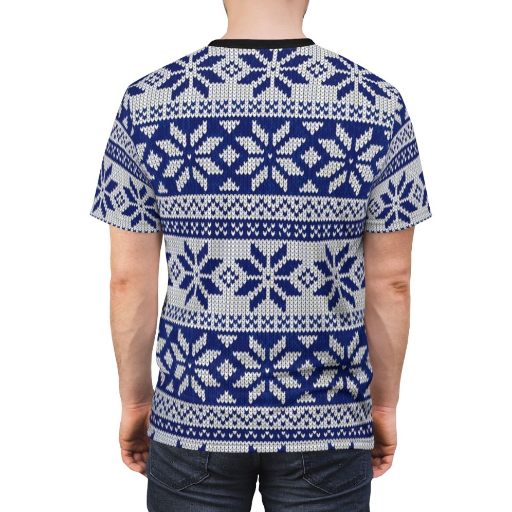 Knitted Christmas sweater pattern design on a t-shirt - men back