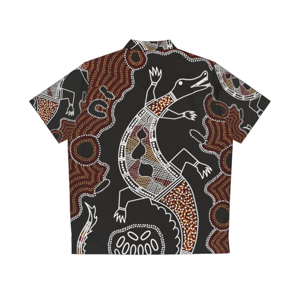 Authentic Aboriginal Art Crocodile Hawaiian Shirt with Australian Wildlife - Back