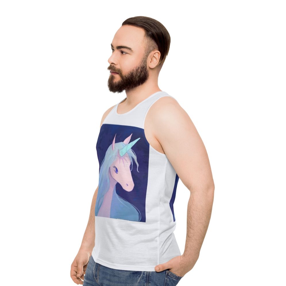 The Last Unicorn fantasy illustration unisex tank top - men side