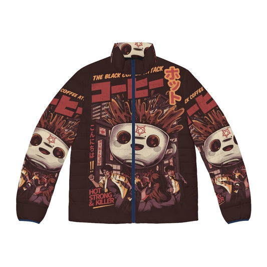 Black Magic Coffee Puffer Jacket - Anime Inspired Retro Style Outerwear