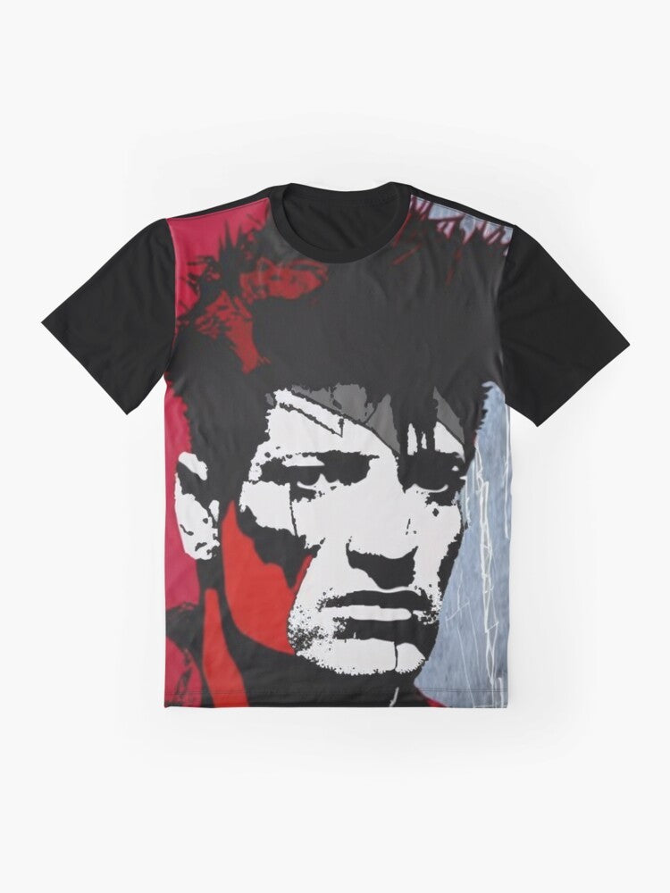 Herman Brood, a renowned Dutch music artist, graphic t-shirt design - Flat lay