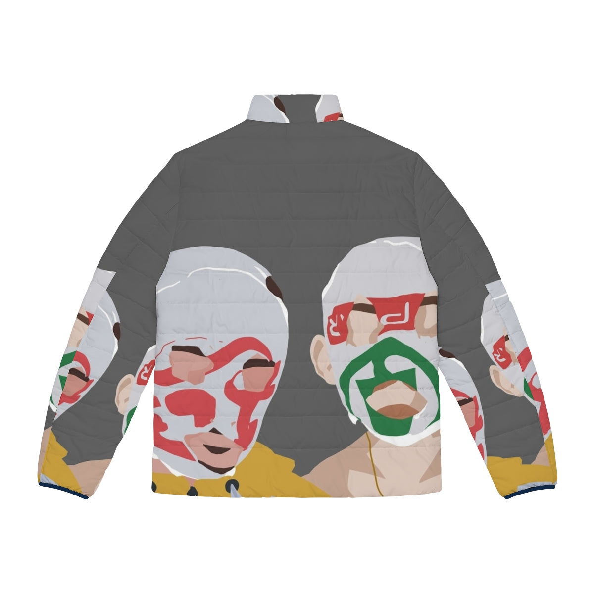 Minimal Rubberbandits Puffer Jacket featuring the iconic Irish music group - Back