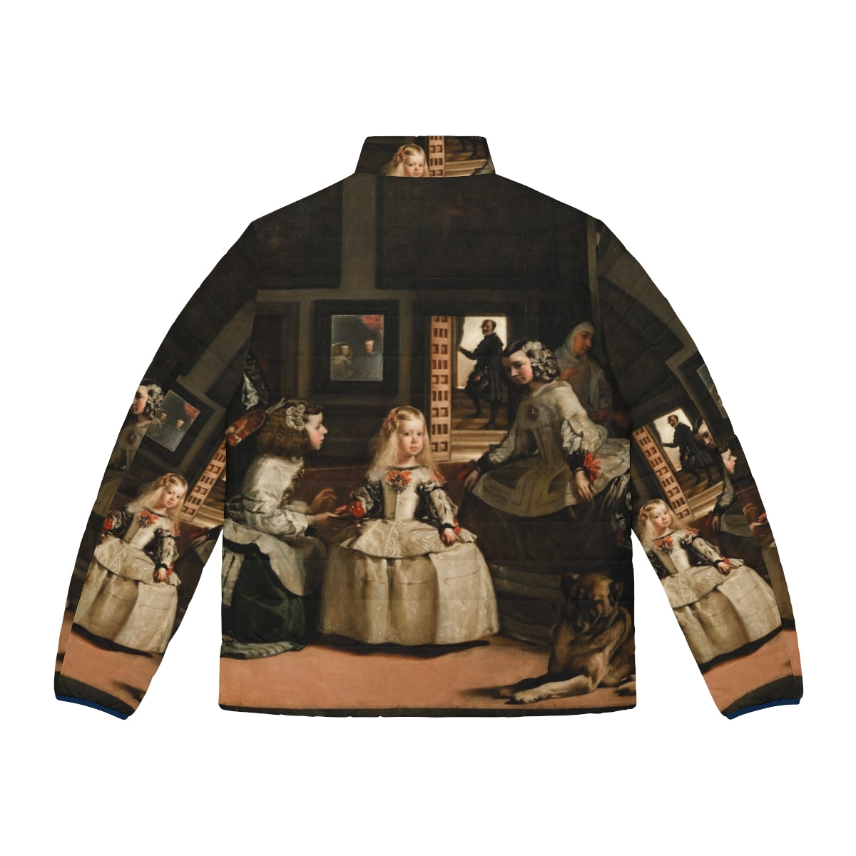 Las Meninas by Diego Velazquez baroque art reproduction puffer jacket - Back