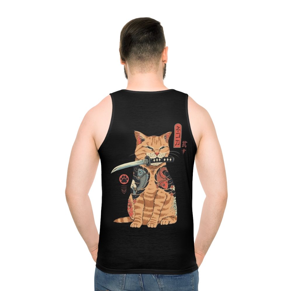 Catana Unisex Tank Top with Japanese-Inspired Cat Design - men back