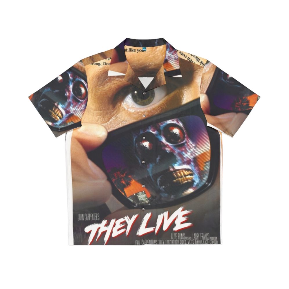 They Live Hawaiian Shirt with Aliens, Horror, and Sci-Fi Imagery