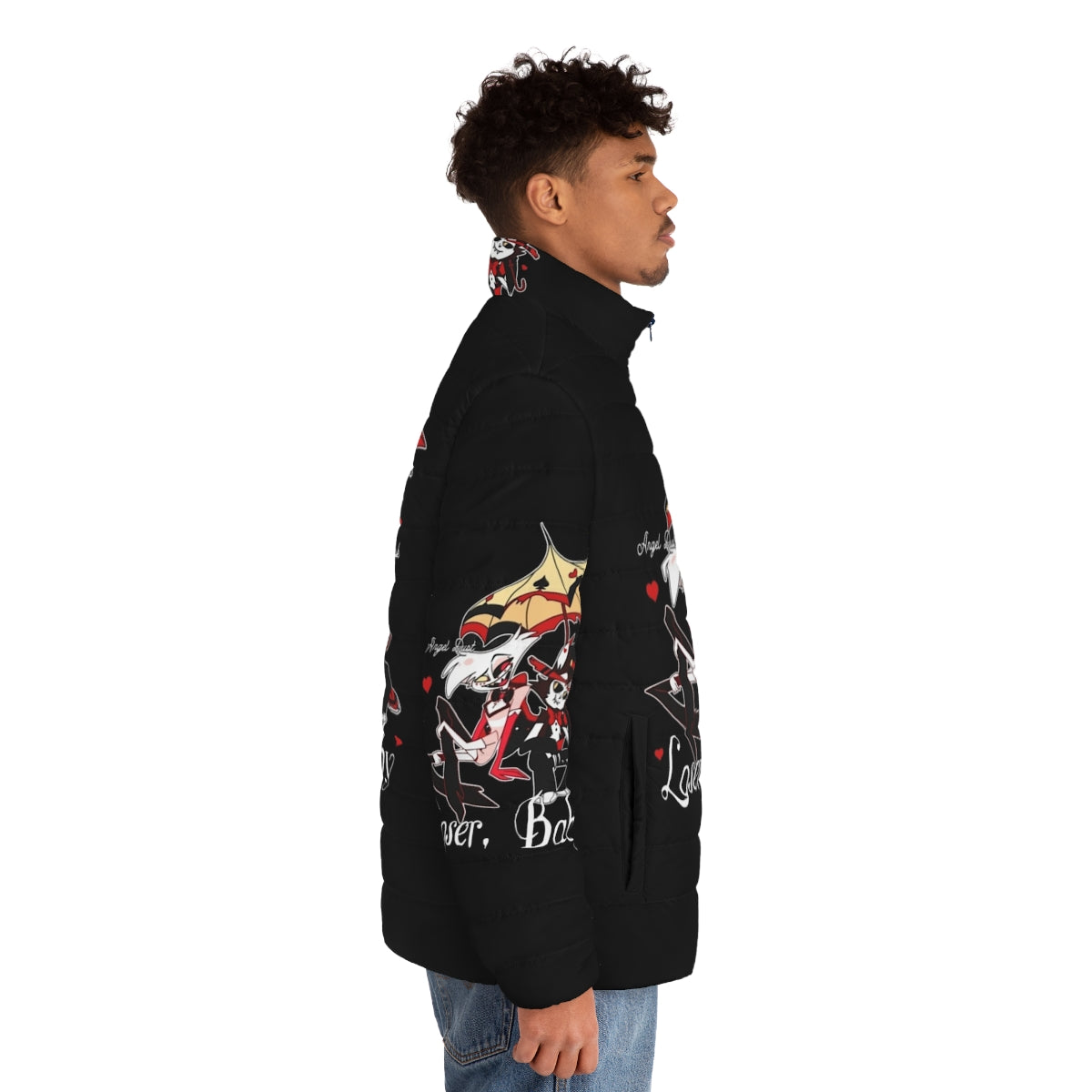 Hazbin Hotel Angel Dust x Husk Demon Fashion Puffer Jacket - men side right