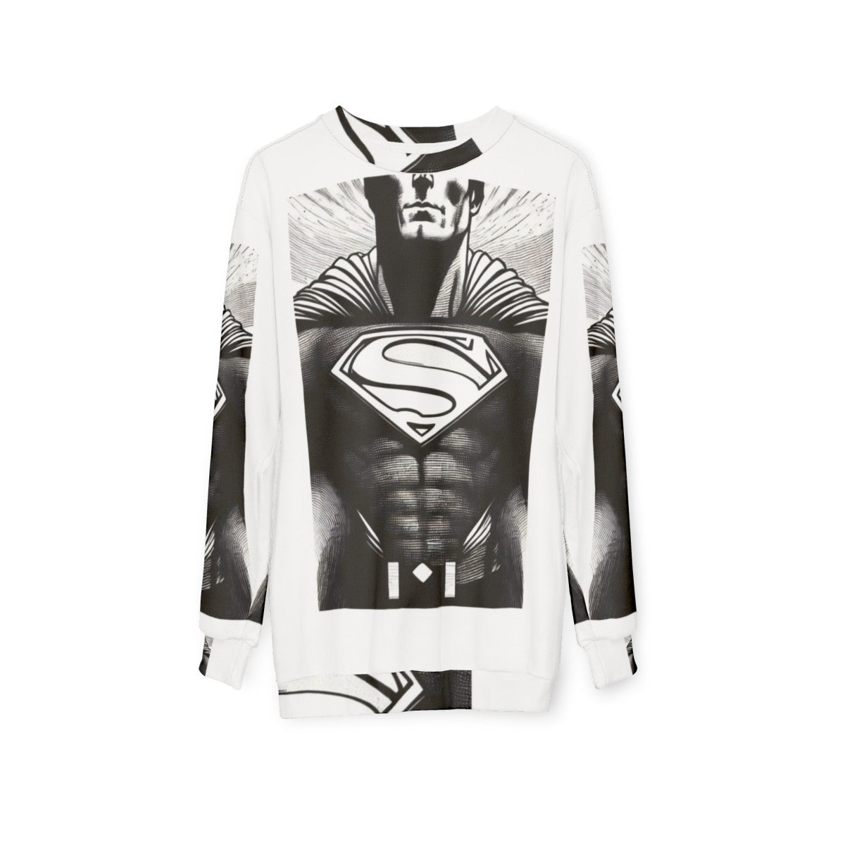 Superhero Sweatshirt featuring a vibrant superhero design - hanging