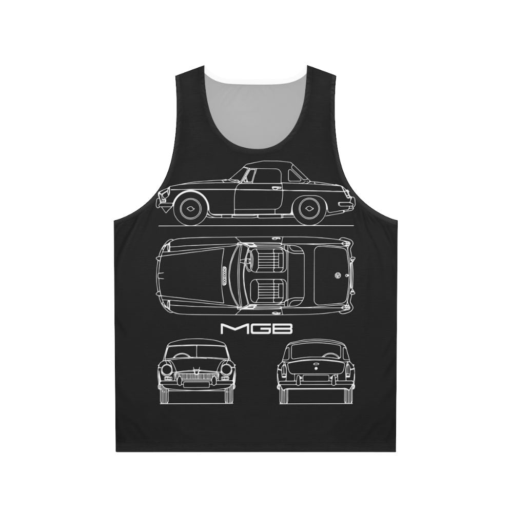 Vintage MGB blueprint unisex tank top