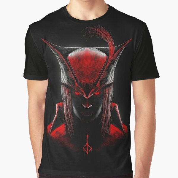 Bloodborne-inspired gothic-style graphic t-shirt featuring a video game design