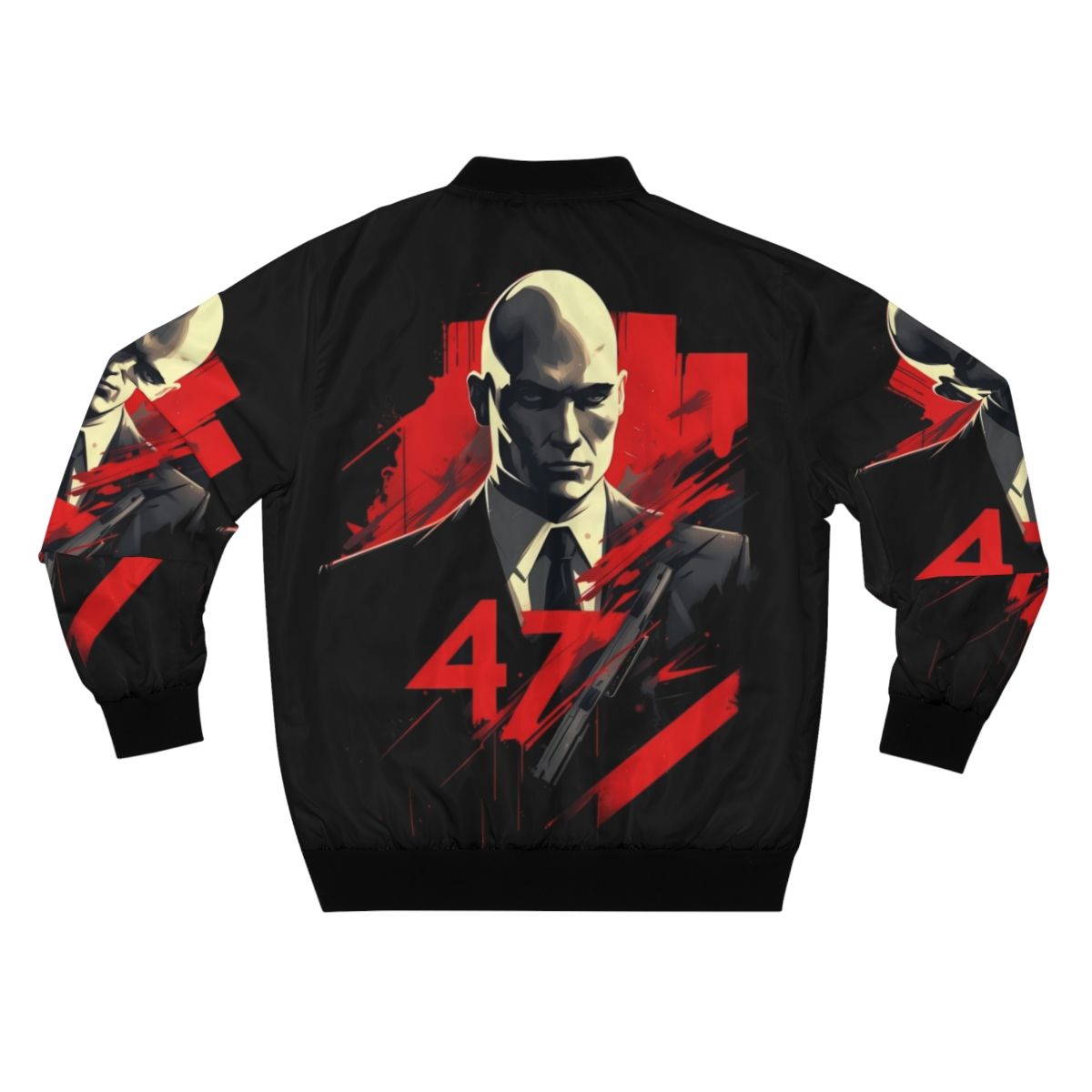 Agent 47 Bomber Jacket, a stylish gaming jacket for Hitman fans - Back