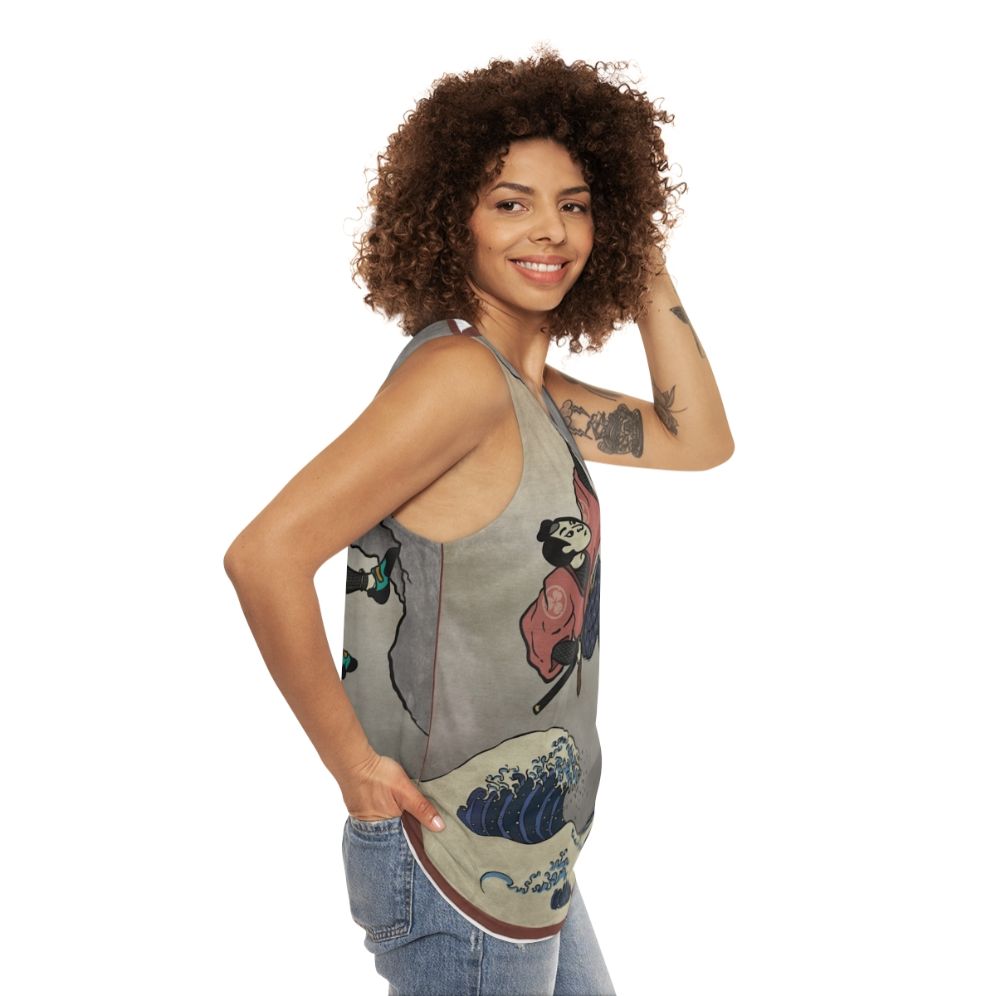 Samurai-inspired climbing tank top for deep water soloing - women side