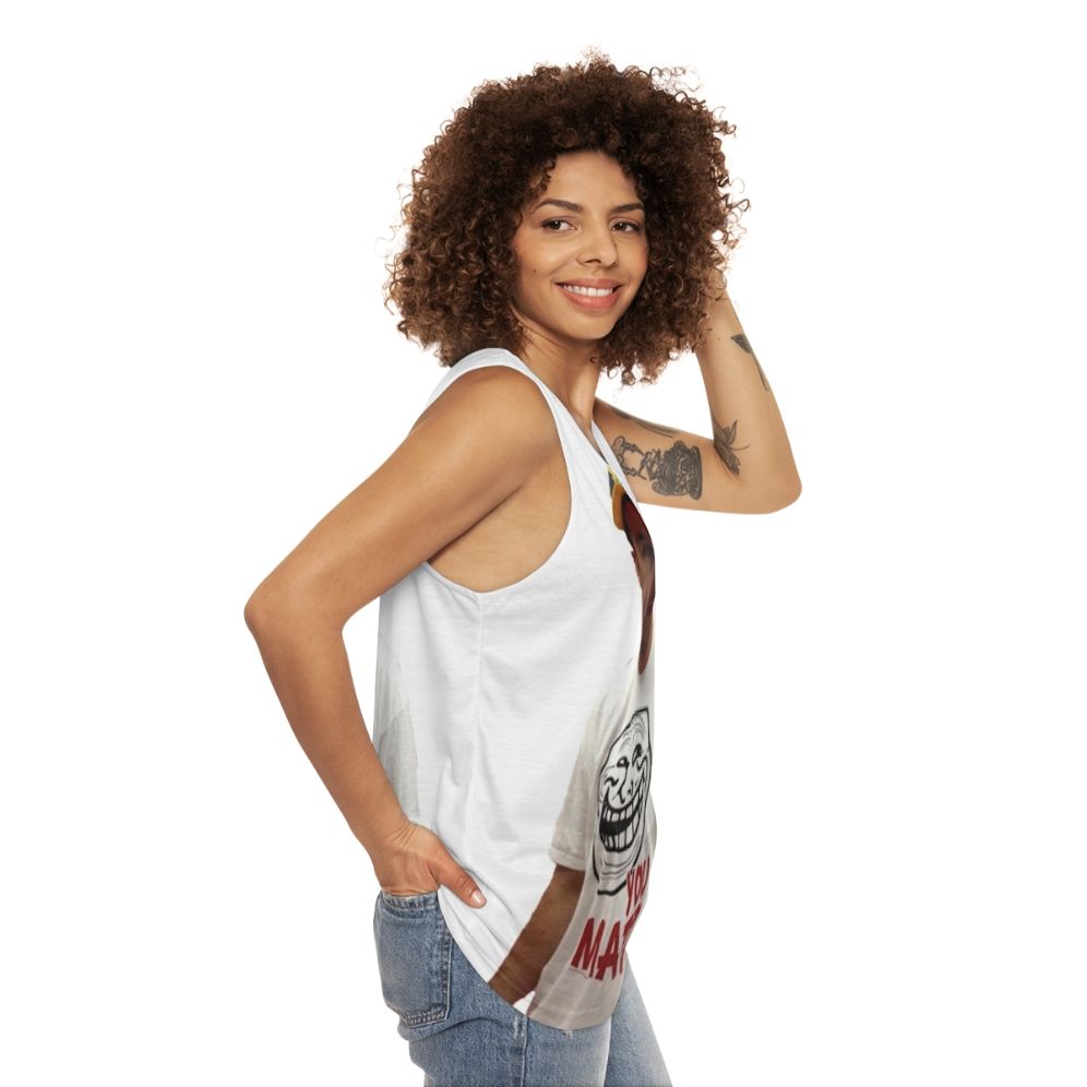 Adam Sandler Inspired Unisex Tank Top with "U Mad" Graphic - women side