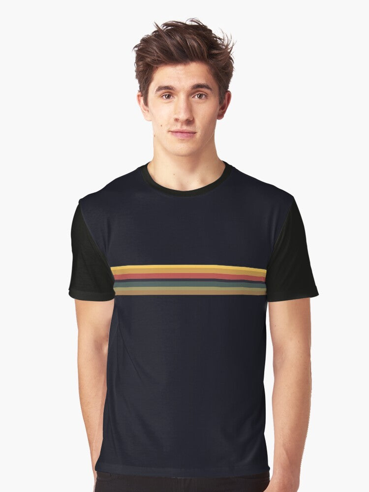 Jodie Whittaker as the 13th Doctor in a rainbow-striped graphic t-shirt - Men