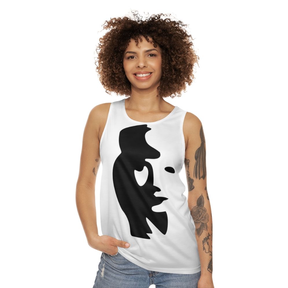 Optical illusion saxophone player unisex tank top - women