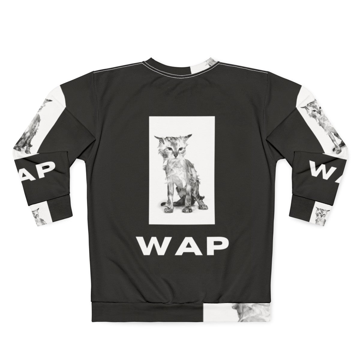 Funny cat "wap tee" sweatshirt with adorable kitten design - Back