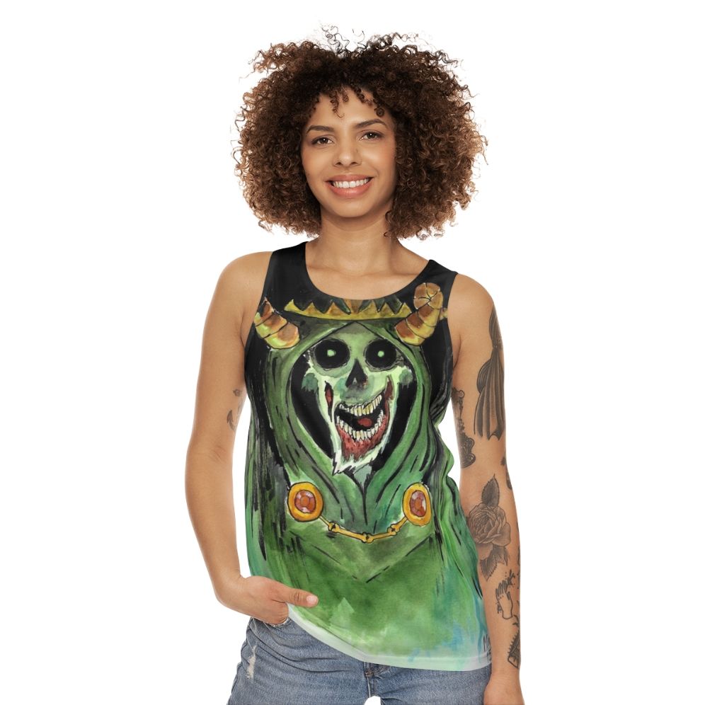 Unisex tank top with lich skull design - women