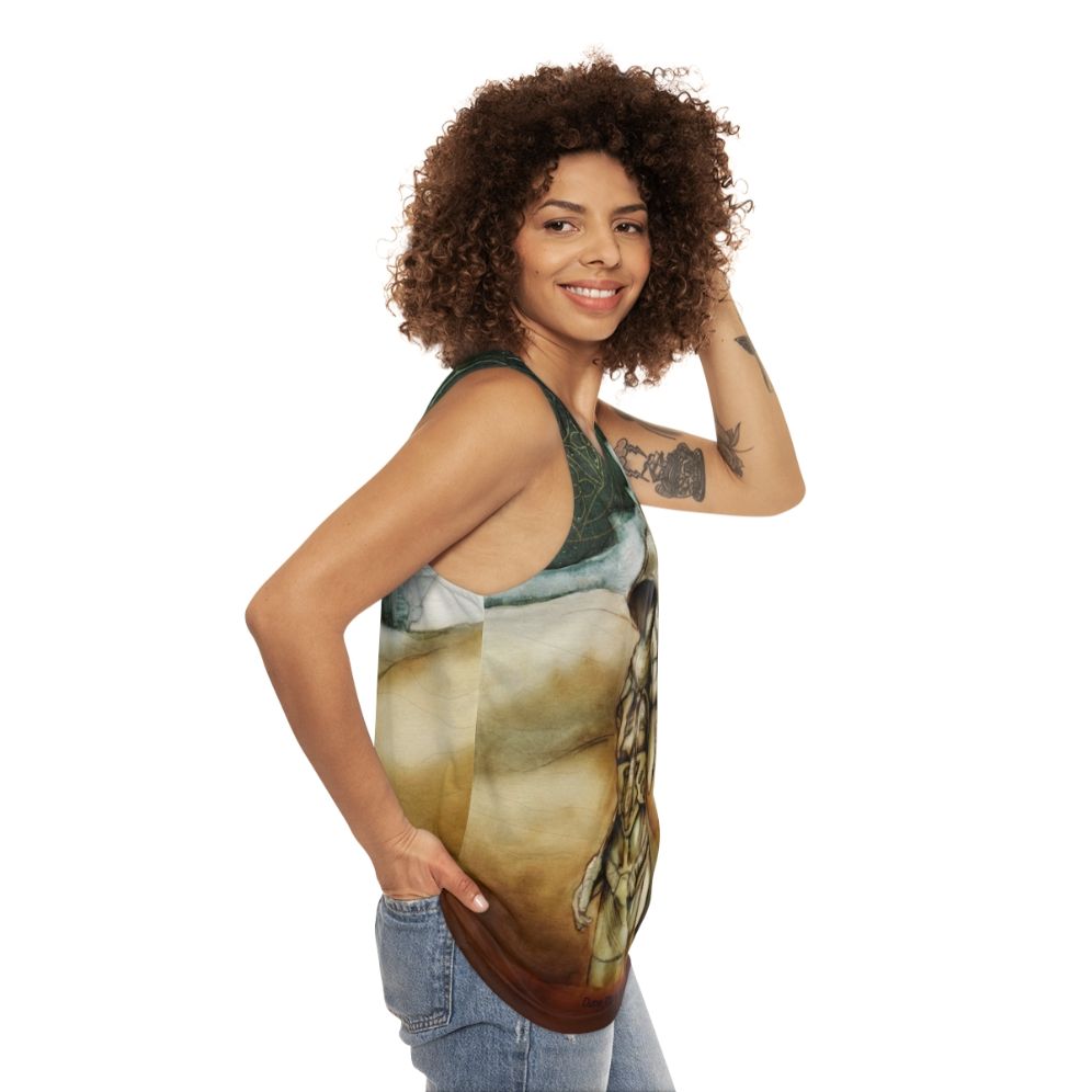 Chani from Dune 2020 movie art on a unisex tank top - women side