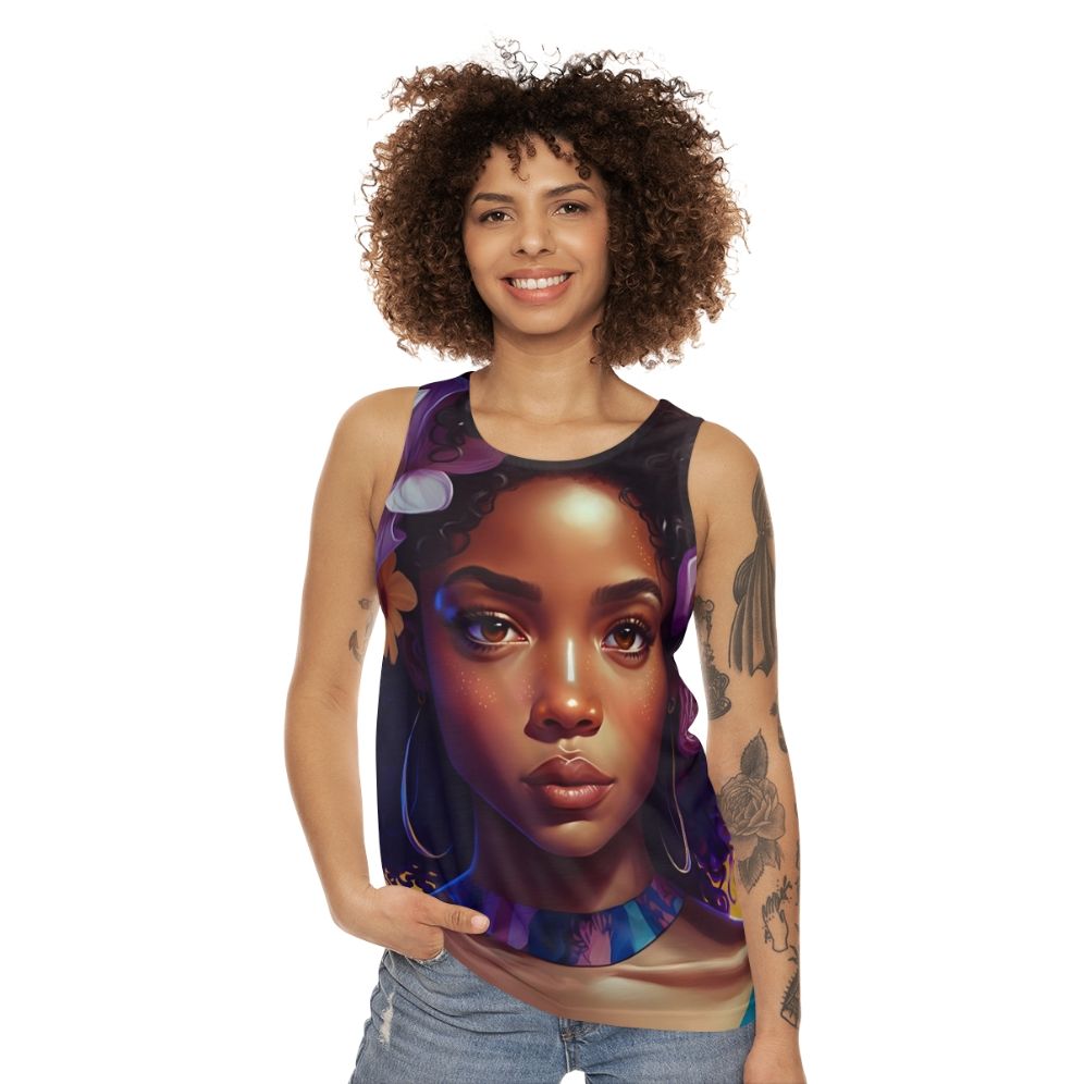 Unisex Afro Tank Top Celebrating Black Beauty and Culture - women