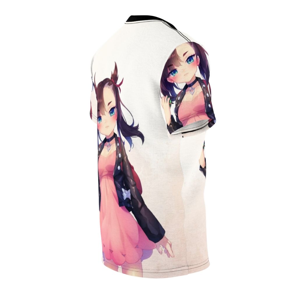 Anime-inspired digital print t-shirt featuring fan art of the Pokemon character Marnie - men right