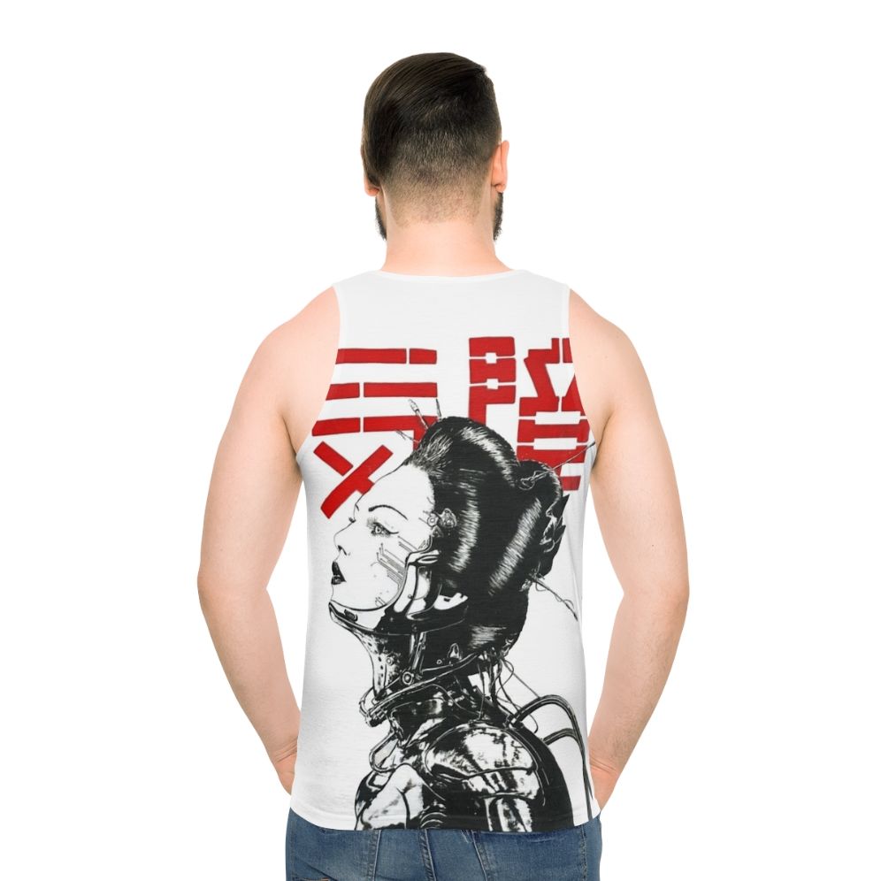 Vaporwave Japanese Cyberpunk Unisex Tank Top - men back