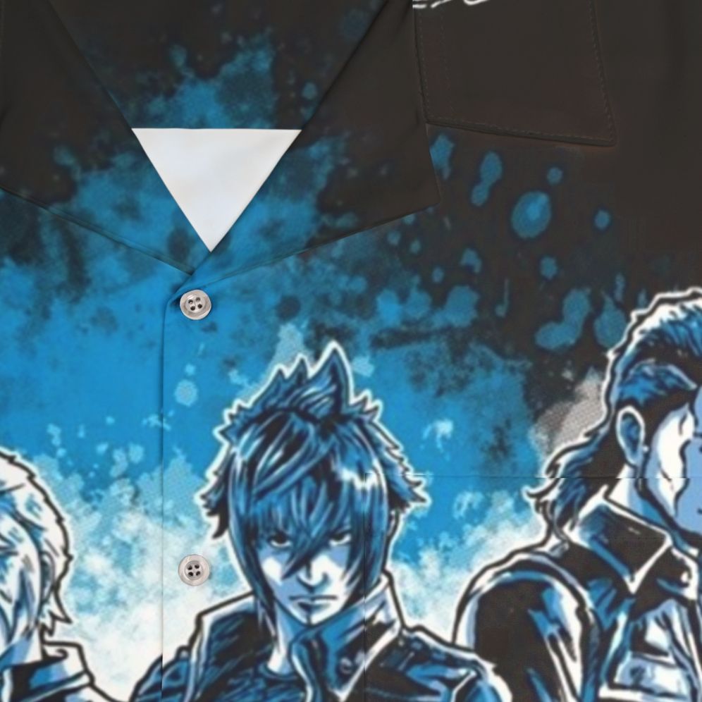 Final Fantasy XV Hawaiian Shirt with Chocobo and Videogame Motifs - Detail