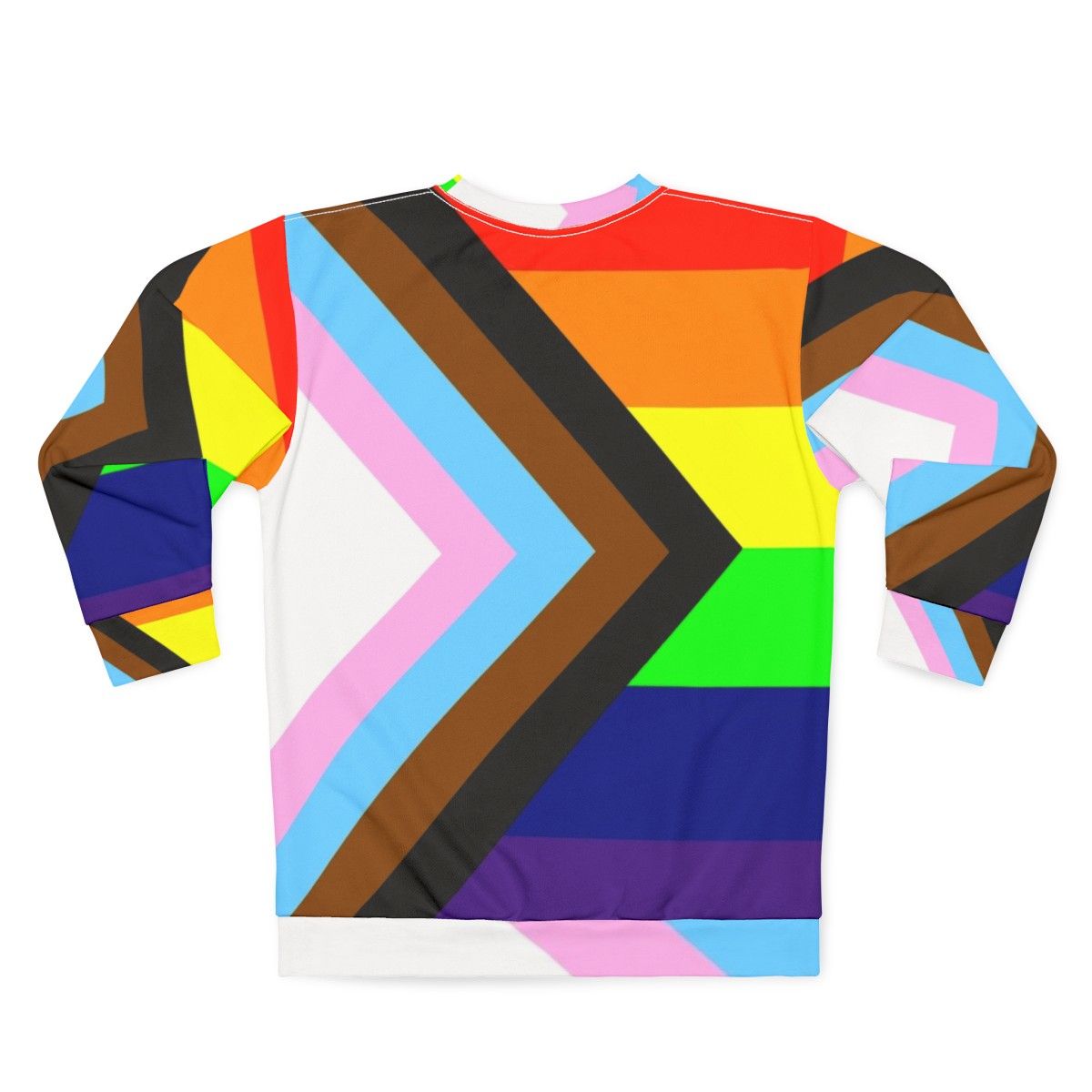 Inclusive Progress Pride Flag Sweatshirt with Rainbow Colors - Back