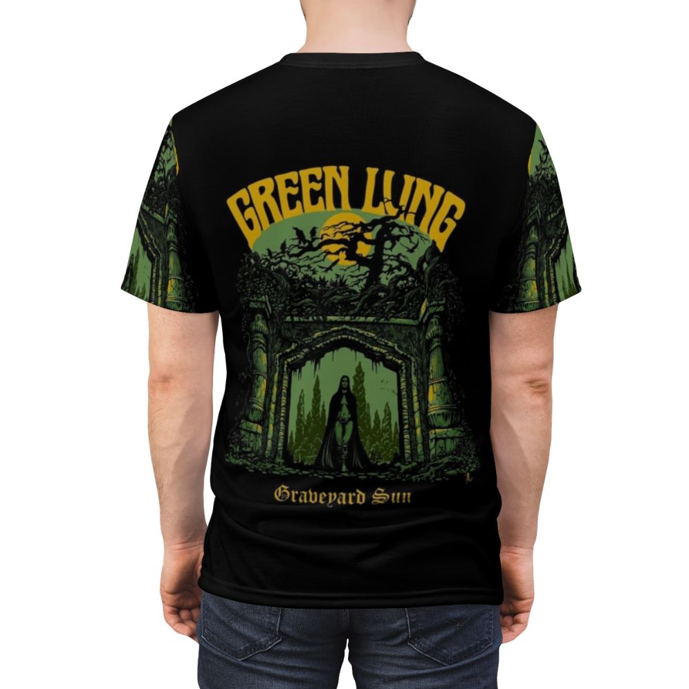 Green Lung Graveyard Sun Doom Metal T-shirt Design - men back