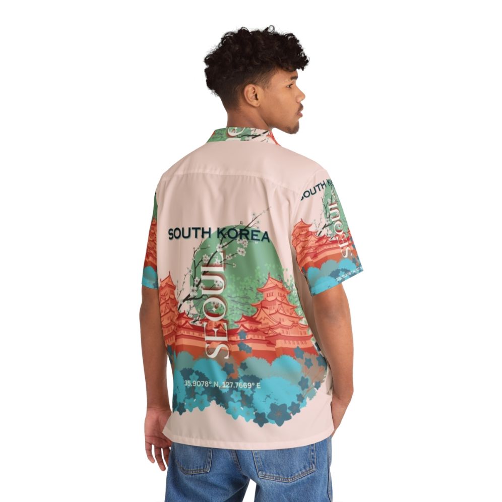 Vintage Seoul South Korea Travel Art Hawaiian Shirt - People Back