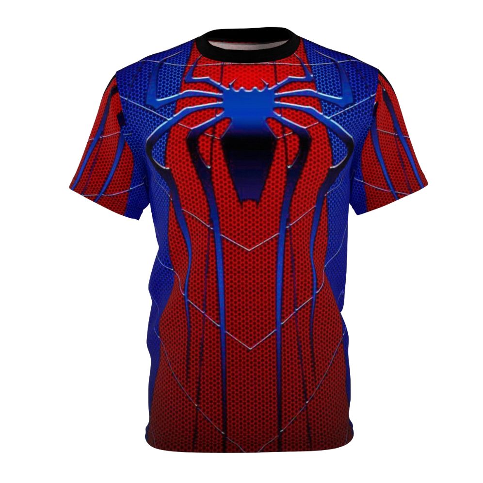 Traditional art-inspired spider web design on a high-quality t-shirt for Spider-Man fans